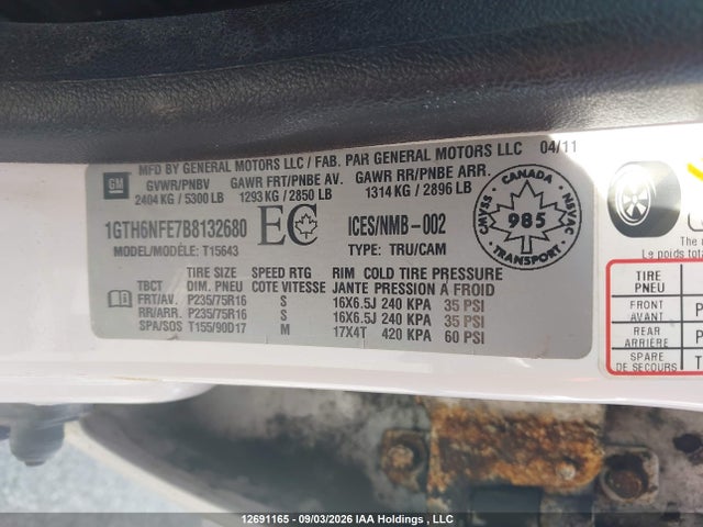2011 Gmc Canyon Slt მანქანა იყიდება აუქციონზე, vin: 1GTH6NFE7B8132680, აუქციონის ნომერი: 12691165