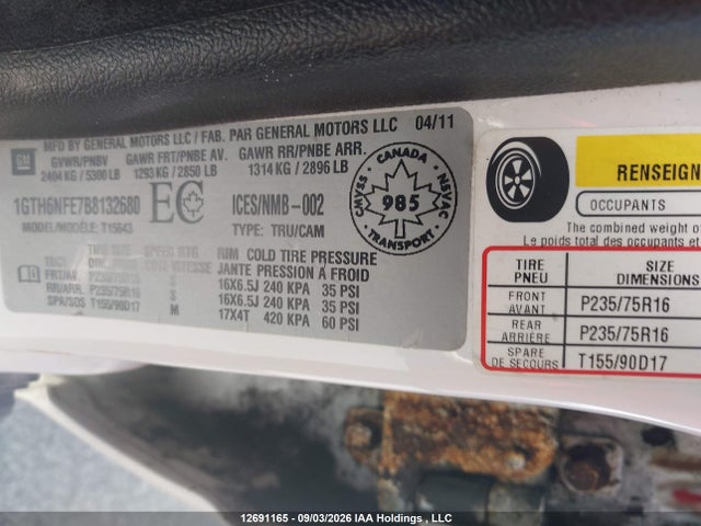 2011 Gmc Canyon Slt მანქანა იყიდება აუქციონზე, vin: 1GTH6NFE7B8132680, აუქციონის ნომერი: 12691165