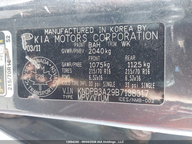 Продаж на аукціоні авто 2011 Kia Sportage Lx, vin: KNDPB3A29B7138317, номер лоту: 12694240