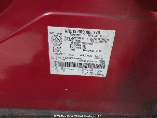Ford EDGE SEL 2015 2FMTK4J9XFBB86869 Image 22
