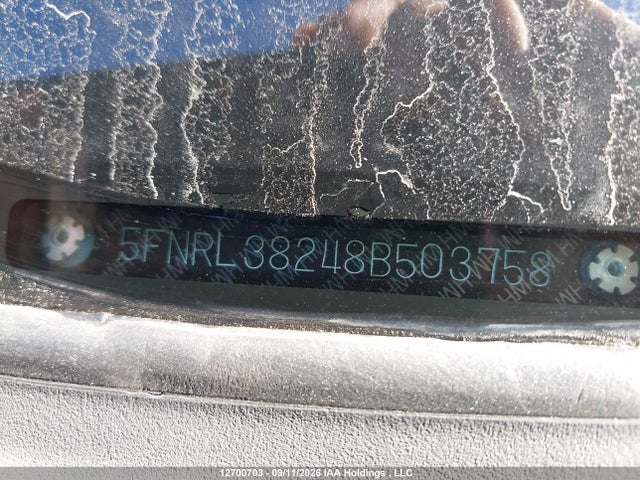 12700703 :رقم المزاد ، 5FNRL38248B503758 vin ، 2008 Honda Odyssey Lx مزاد بيع