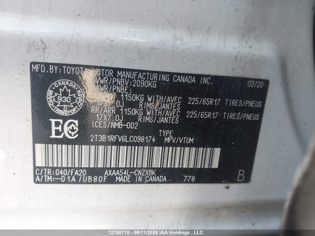 Toyota RAV4 LE 2020 2T3B1RFV6LC098174 Image 9