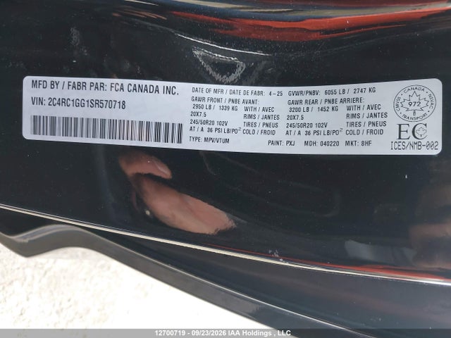 Продажа на аукционе авто 2025 Chrysler Pacifica Limited, vin: 2C4RC1GG1SR570718, номер лота: 12700719