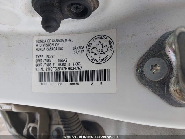 12700729 :رقم المزاد ، 2HGFC2F57HH034767 vin ، 2017 Honda Civic Lx مزاد بيع