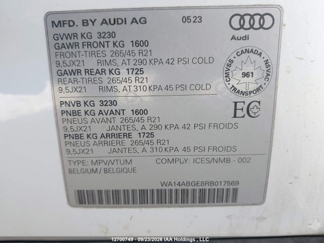 Audi Q4 E-TRON 2024 WA14ABGE8RB017569 Image 9