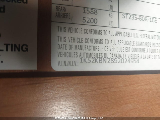 Aukcja sprzedaży 2009 Komfort Corp Trailblazer, vin: 1K52KBN2892024954, numer aukcji: 12700775