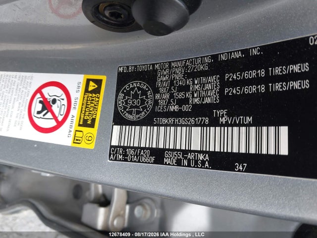 Toyota Highlander Le 2016 5TDBKRFH3GS261778 Image 19