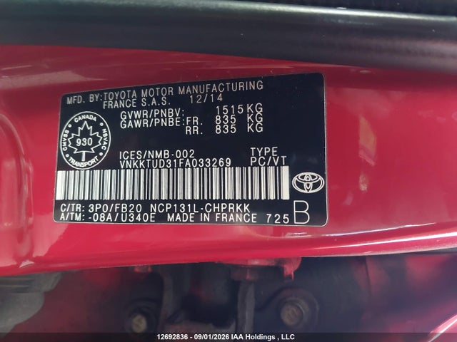 Toyota YARIS LE 2015 VNKKTUD31FA033269 Image 20