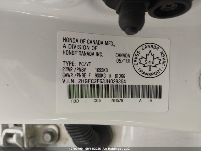 Honda Civic Lx 2018 2HGFC2F63JH029354 Image 9
