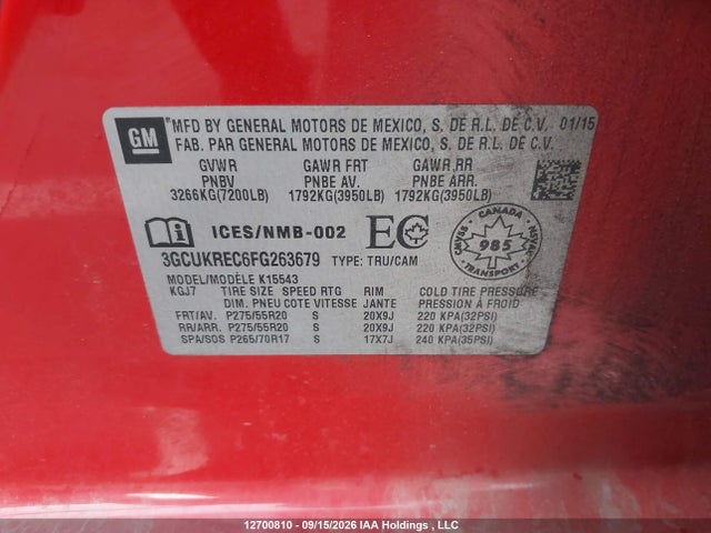 Chevrolet Silverado 1500 1lt/2lt 2015 3GCUKREC6FG263679 Image 9