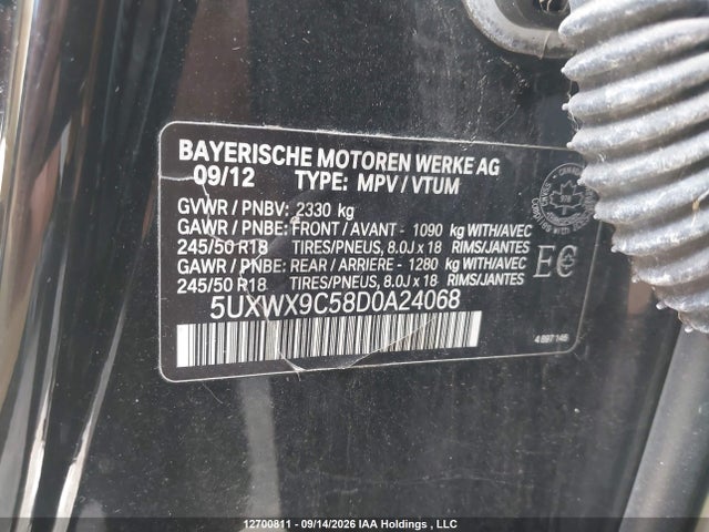 Aukcja sprzedaży 2013 Bmw X3 Xdrive28i, vin: 5UXWX9C58D0A24068, numer aukcji: 12700811