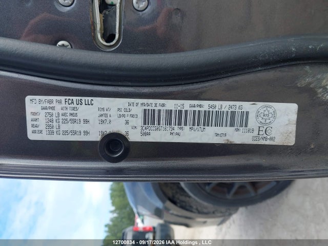 Продажа на аукционе авто 2016 Dodge Journey Sxt/limited, vin: 3C4PDCCG0GT161734, номер лота: 12700834
