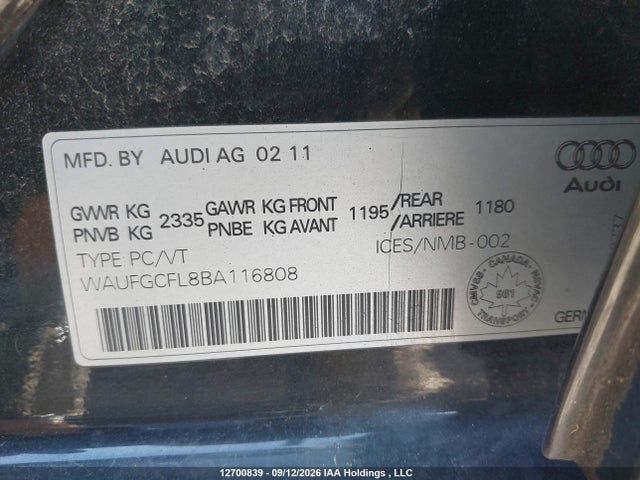 Продажа на аукционе авто 2011 Audi S4 Premium, vin: WAUFGCFL8BA116808, номер лота: 12700839