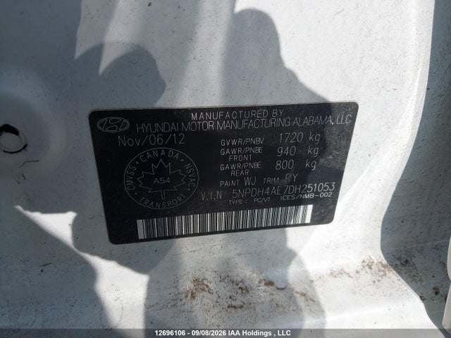 Aukcja sprzedaży 2013 Hyundai Elantra Limited, vin: 5NPDH4AE7DH251053, numer aukcji: 12696106
