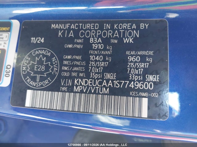 12700866 :رقم المزاد ، KNDEUCAA1S7749600 vin ، 2025 Kia Seltos S مزاد بيع