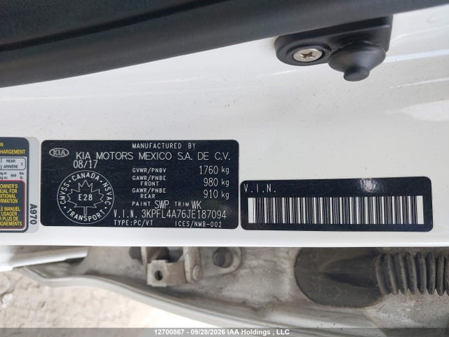 Продажа на аукционе авто 2018 Kia Forte Lx/s, vin: 3KPFL4A76JE187094, номер лота: 12700867