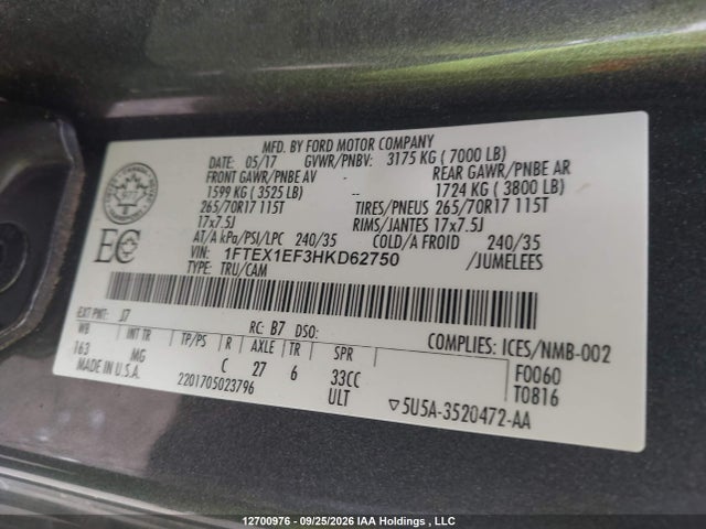 Ford F150 Super Cab 2017 1FTEX1EF3HKD62750 Image 18