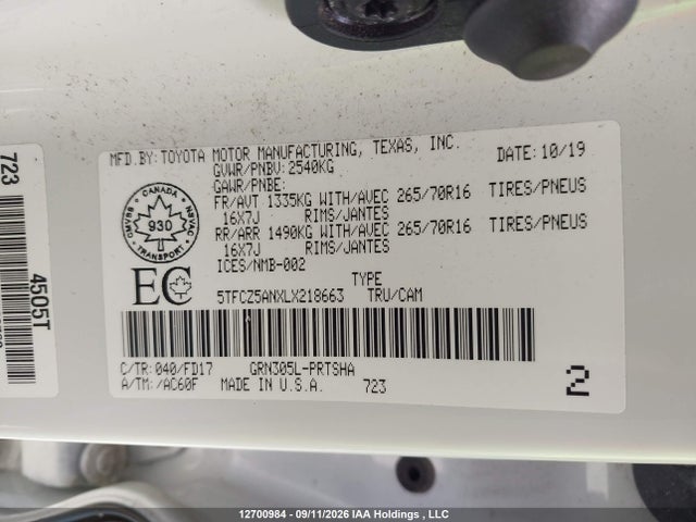 Toyota Tacoma 2020 5TFCZ5ANXLX218663 Image 9