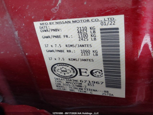 Nissan ROGUE S 2022 5N1AT3AB3NC671967 Image 19
