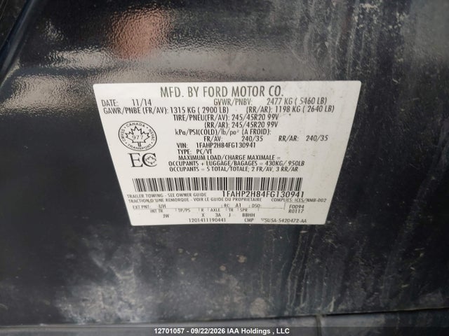 Aukcja sprzedaży 2015 Ford Taurus Sel, vin: 1FAHP2H84FG130941, numer aukcji: 12701057