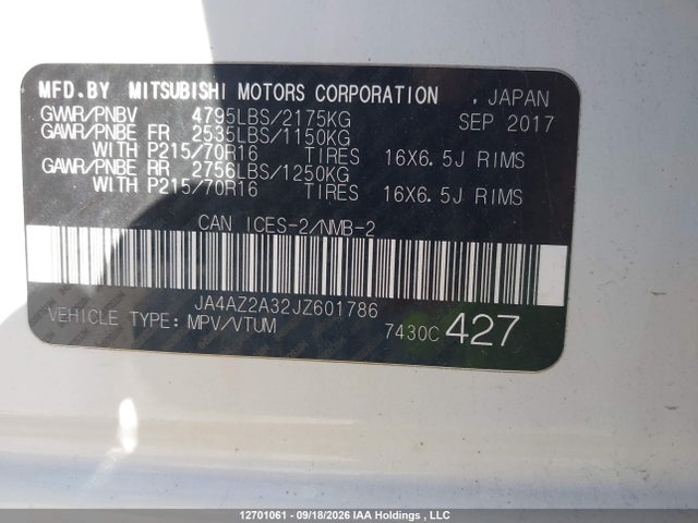 JA4AZ2A32JZ601786 Mitsubishi Outlander Es