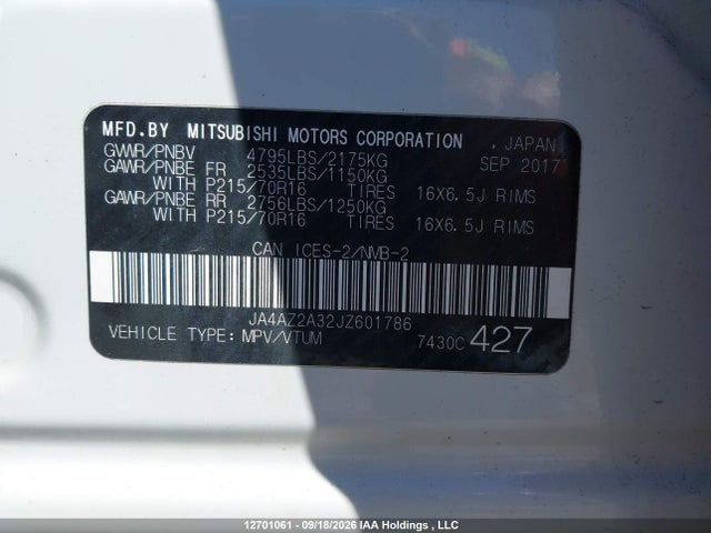 JA4AZ2A32JZ601786 Mitsubishi Outlander Es