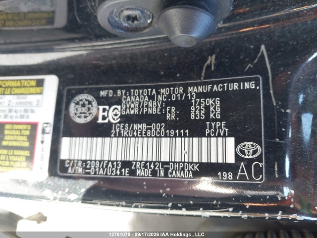 Auction sale of the 2013 Toyota Matrix, vin: 2T1KU4EE8DC019111, lot number: 12701078