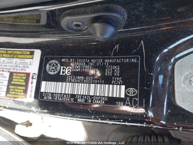 Auction sale of the 2013 Toyota Matrix, vin: 2T1KU4EE8DC019111, lot number: 12701078