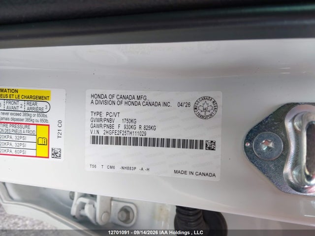 Honda Civic 2026 2HGFE2F25TH111029 Image 18