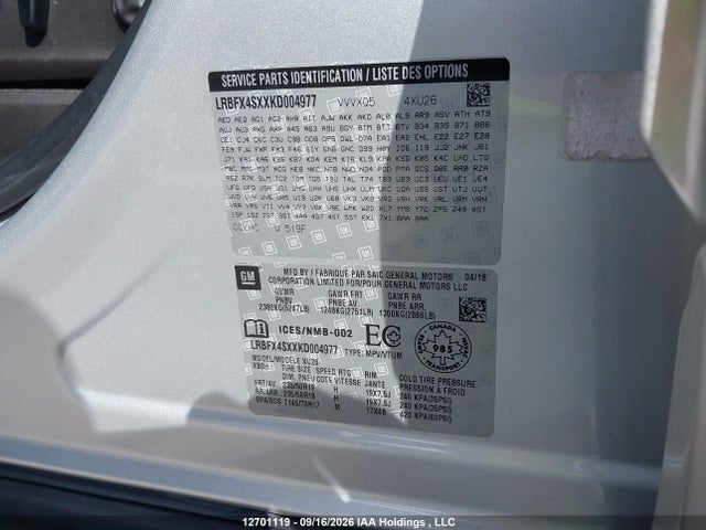 2019 Buick Envision Premium Ii მანქანა იყიდება აუქციონზე, vin: LRBFX4SXXKD004977, აუქციონის ნომერი: 12701119