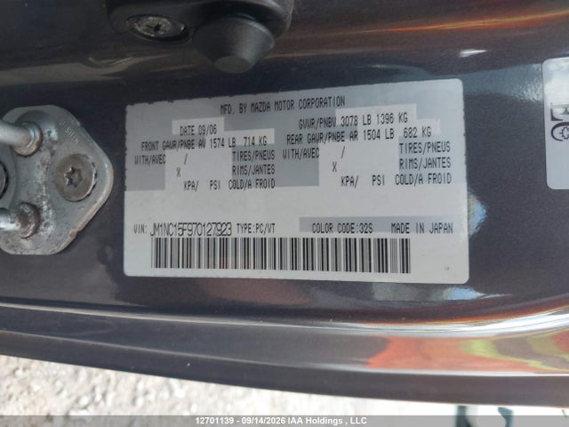 Продаж на аукціоні авто 2007 Mazda Mx-5 Miata, vin: JM1NC15F970127923, номер лоту: 12701139