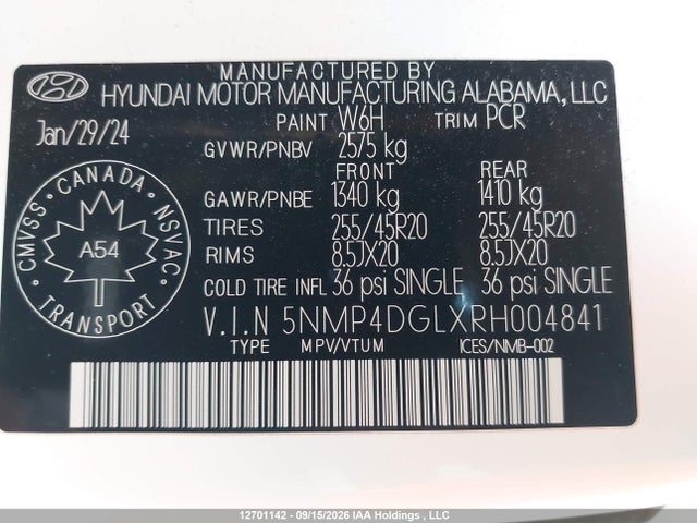 Hyundai Santa Fe Limited 2024 5NMP4DGLXRH004841 Image 19