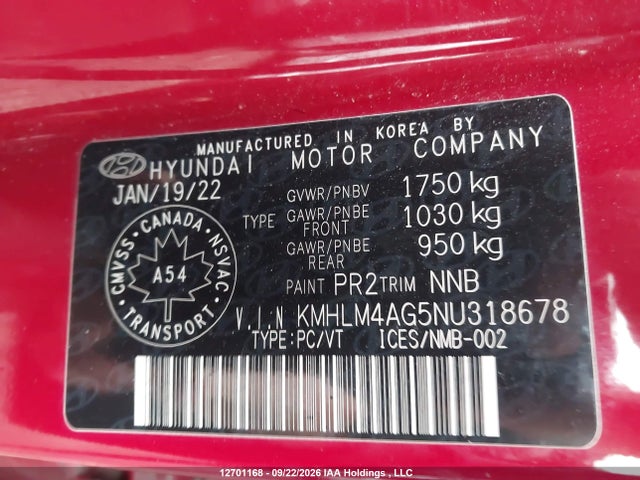KMHLM4AG5NU318678 Hyundai Elantra
