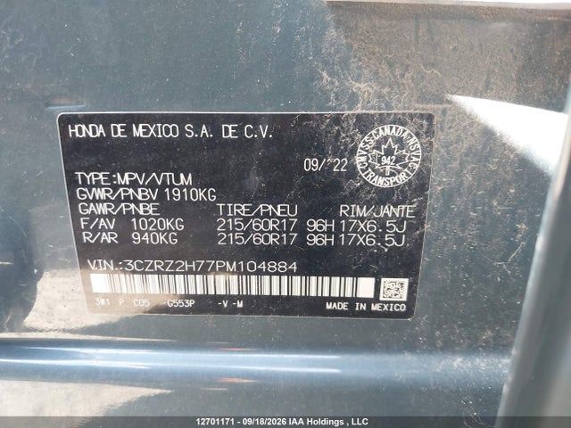 Honda HR-V 2023 3CZRZ2H77PM104884 Image 9