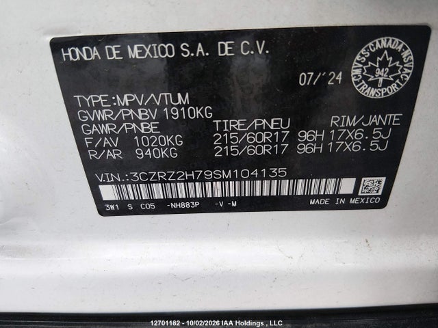 Honda HR-V 2025 3CZRZ2H79SM104135 Image 9