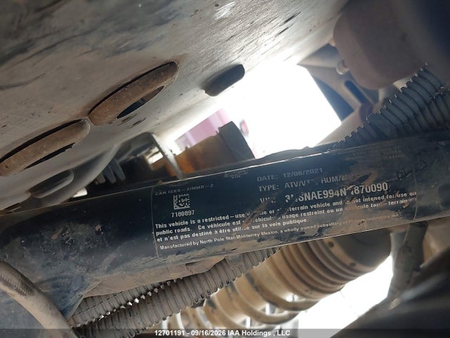 12701191 :رقم المزاد ، 3NSNAE994NN870090 vin ، 2022 Polaris Rzr Xp 1000 مزاد بيع