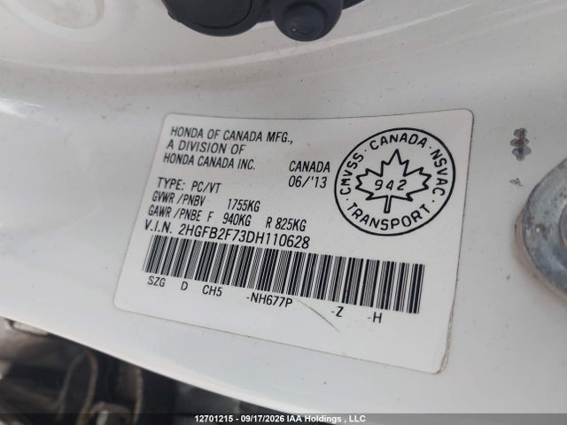 Продажа на аукционе авто 2013 Honda Civic Touring, vin: 2HGFB2F73DH110628, номер лота: 12701215