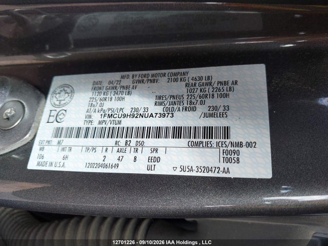 Ford ESCAPE SEL 2022 1FMCU9H92NUA73973 Image 19