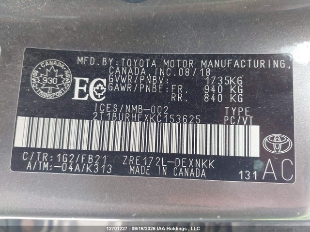 Toyota COROLLA LE 2019 2T1BURHEXKC153625 Image 9
