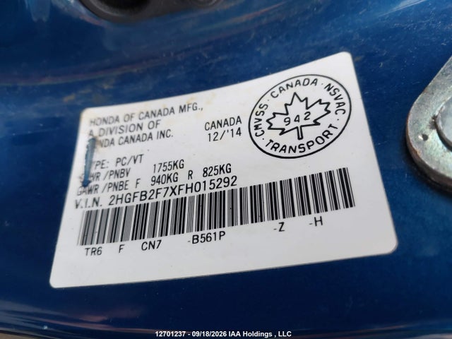 2HGFB2F7XFH015292 Honda CIVIC SE