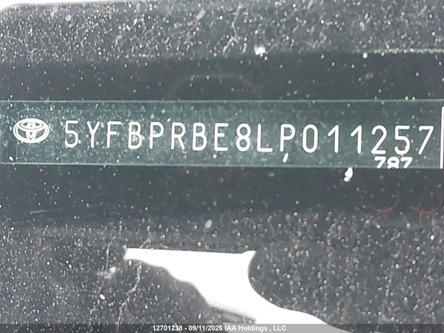 12701238 :رقم المزاد ، 5YFBPRBE8LP011257 vin ، 2020 Toyota Corolla Le مزاد بيع