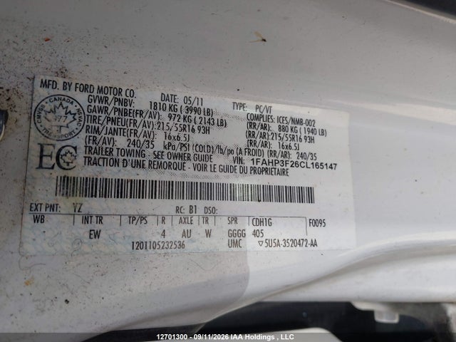 Продажа на аукционе авто 2012 Ford Focus Se, vin: 1FAHP3F26CL165147, номер лота: 12701300