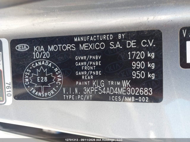 2021 Kia Forte Ex/ex Premium/ex+ მანქანა იყიდება აუქციონზე, vin: 3KPF54AD4ME302683, აუქციონის ნომერი: 12701313