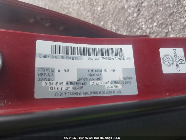 Aukcja sprzedaży 2015 Mazda Mazda3 Gs, vin: 3MZBM1V75FM197842, numer aukcji: 12701347