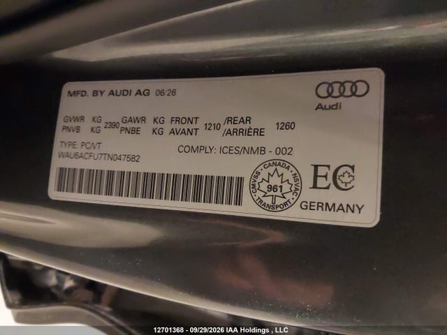 Продажа на аукционе авто 2026 Audi A5 2.0t Technik, vin: WAU6ACFU7TN047582, номер лота: 12701368