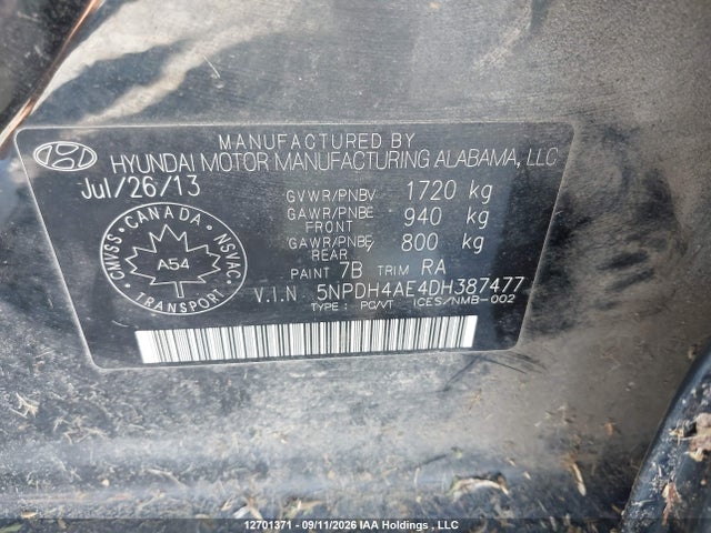 Продажа на аукционе авто 2013 Hyundai Elantra Gls, vin: 5NPDH4AE4DH387477, номер лота: 12701371