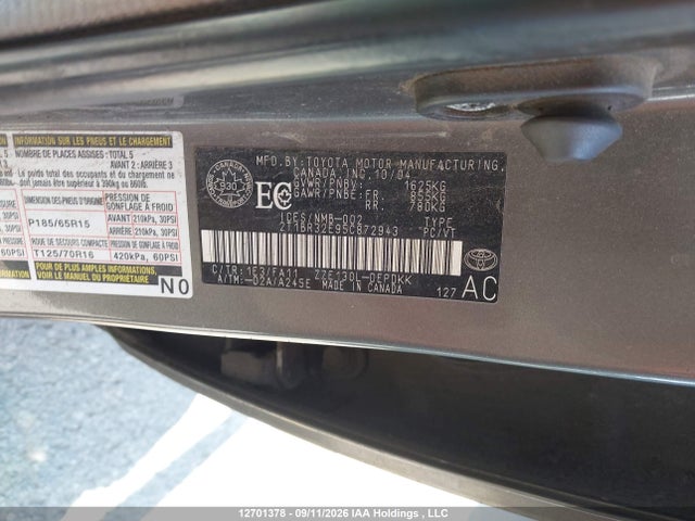 Продаж на аукціоні авто 2005 Toyota Corolla Ce/le/sport, vin: 2T1BR32E95C872943, номер лоту: 12701378