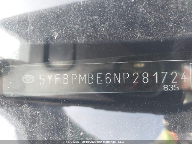 Продаж на аукціоні авто 2022 Toyota Corolla Le/xle, vin: 5YFBPMBE6NP281724, номер лоту: 12701395