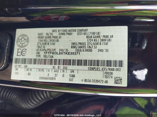 Ford F150 Xlt 2026 1FTFW3L8XTKE35371 Image 9