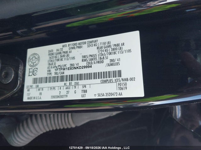 Ford F-150 2022 1FTFW1E83NKD29994 Image 9